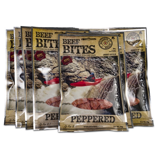 Beef Jerky Snacks Beef Bites, Peppered, 10 pack