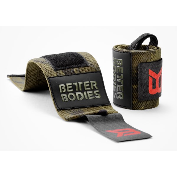 Better Bodies Camo Wrist Wraps, One size, Dark green camo