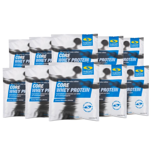 Core Whey Protein Portionspåse, Choklad Milkshake Lättsötad, 10-pack