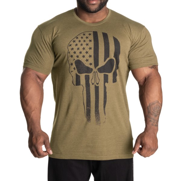 Gasp Skull Standard Tee, , Army Green