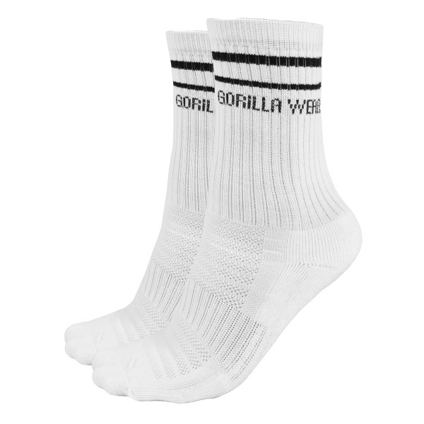 Gorilla Wear Crew Socks 2 Pack, 35-38, White