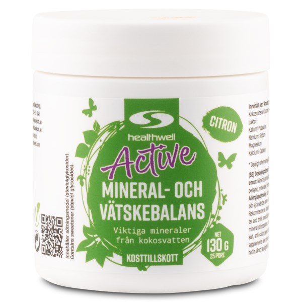 Healthwell Active Mineral- och Vätskebalans, Citron, 130 g