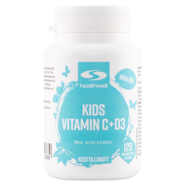 Healthwell Kids Vitamin C+D3, 120 tuggtabletter