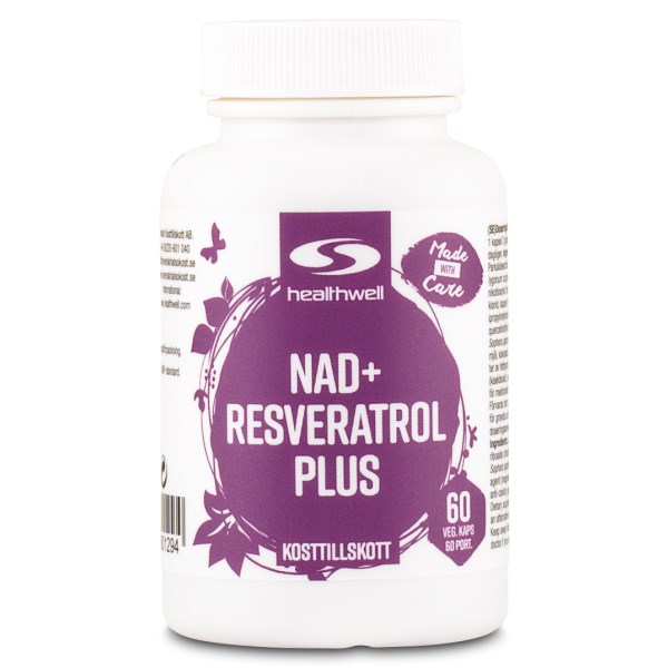 Healthwell NAD Resveratrol Plus Svenskt Kosttillskott