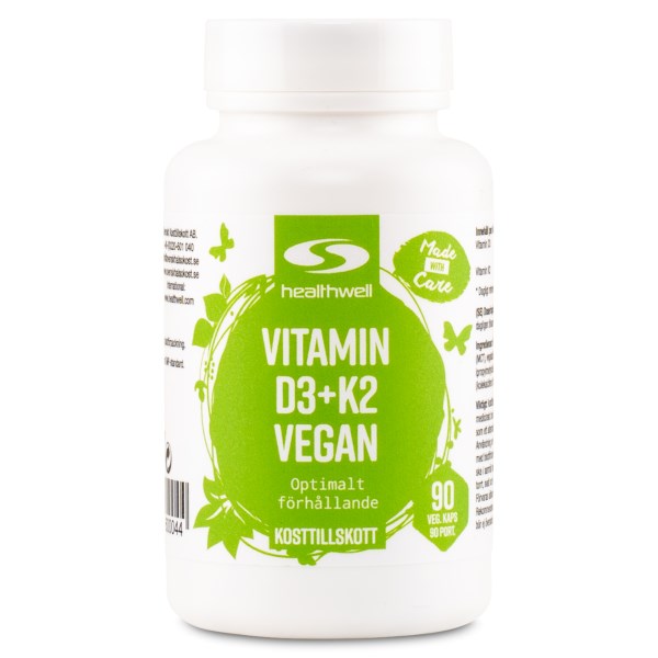 Healthwell Vitamin D3+K2 Vegan, 90 kaps