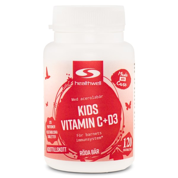 Healthwell Kids Vitamin C+D3, 120 tuggtabletter