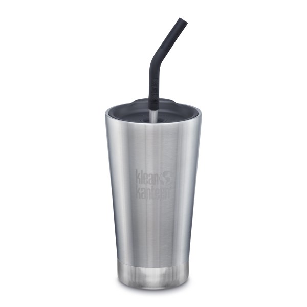 Klean Kanteen Isolerad Tumbler m Sugrör 473 ml, 1 st, Brushed Stainless