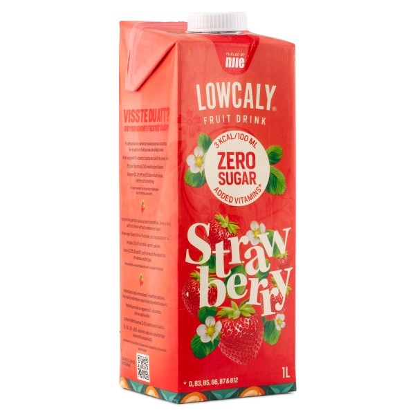 Lowcaly Fruktdryck, Strawberry, 1 L