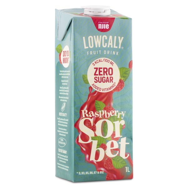 Lowcaly Fruktdryck, Raspberry Sorbet, 1 L