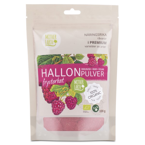 Mother Earth Frystorkad Hallonpulver Raw & Eko, 100 g