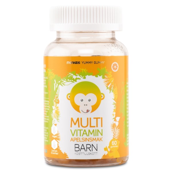 Monkids Multivitamin + Apelsin, 60 tuggtabl