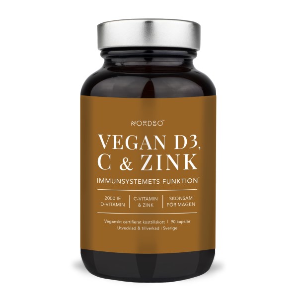 Nordbo Vegan D3, C-vitamin & Zink, 90 kaps