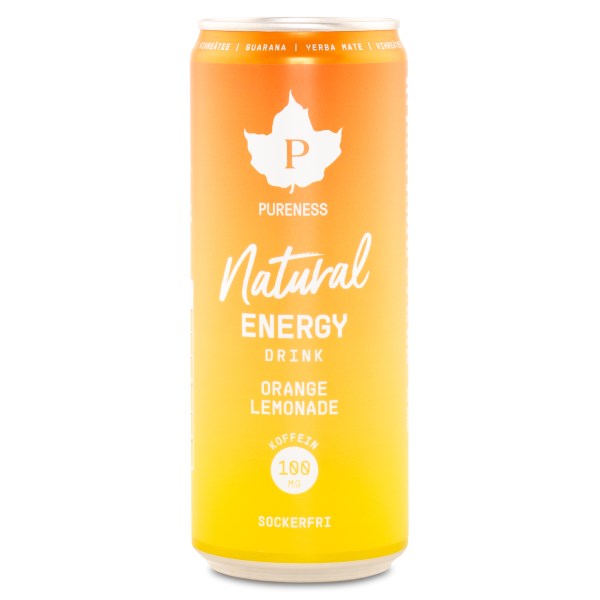 Pureness Natural Energy Drink, Orange Lemonade, 330 ml