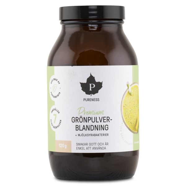 Pureness Premium Grönpulverblandning + Mjölksyrabakterier, 120 g