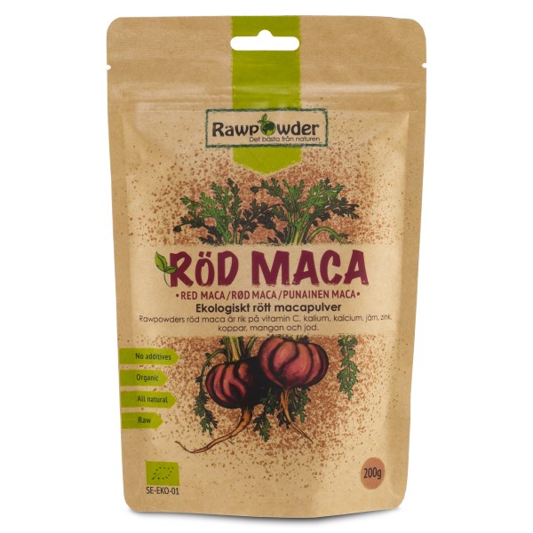 RawPowder Röd Maca Pulver, 200 g