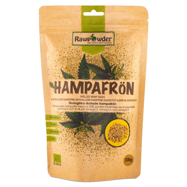 RawPowder Skalade Hampafrön, 300 g