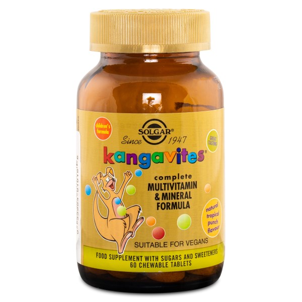 Solgar Kangavites Multivitamin Barn, Tropical Punch, 60 tabl