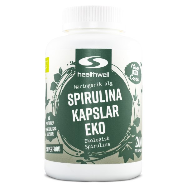 Healthwell Spirulina Kapslar EKO, 200 kaps