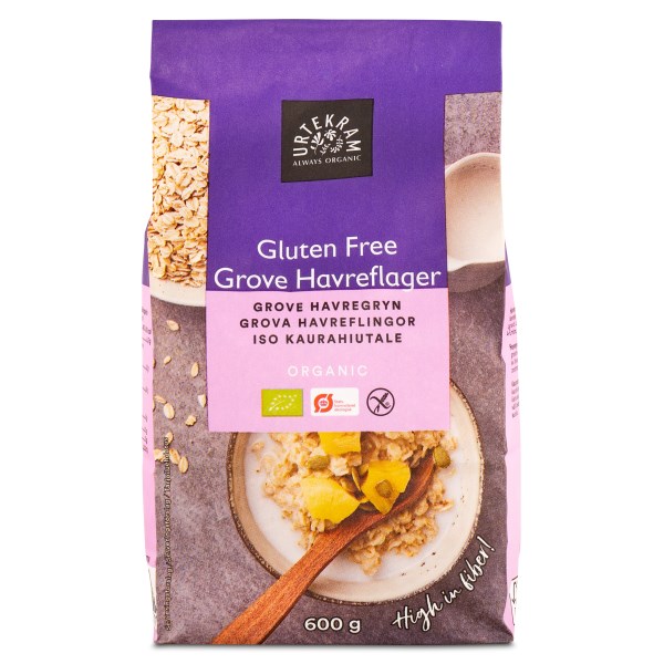 Urtekram Grova havreflingor Glutenfri, 600 g