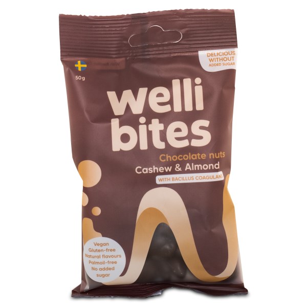 Wellibites Chocolate Nuts, Cashew & Almond, 50 g