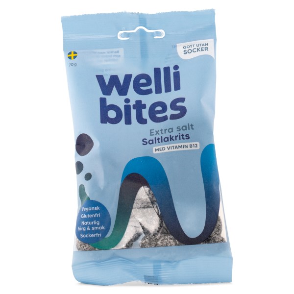 Wellibites Extra Salt Saltlakrits, 70 g