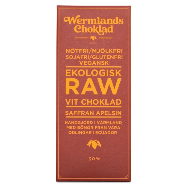 WermlandsChoklad Rawchoklad EKO, 50 g, Saffran Apelsin